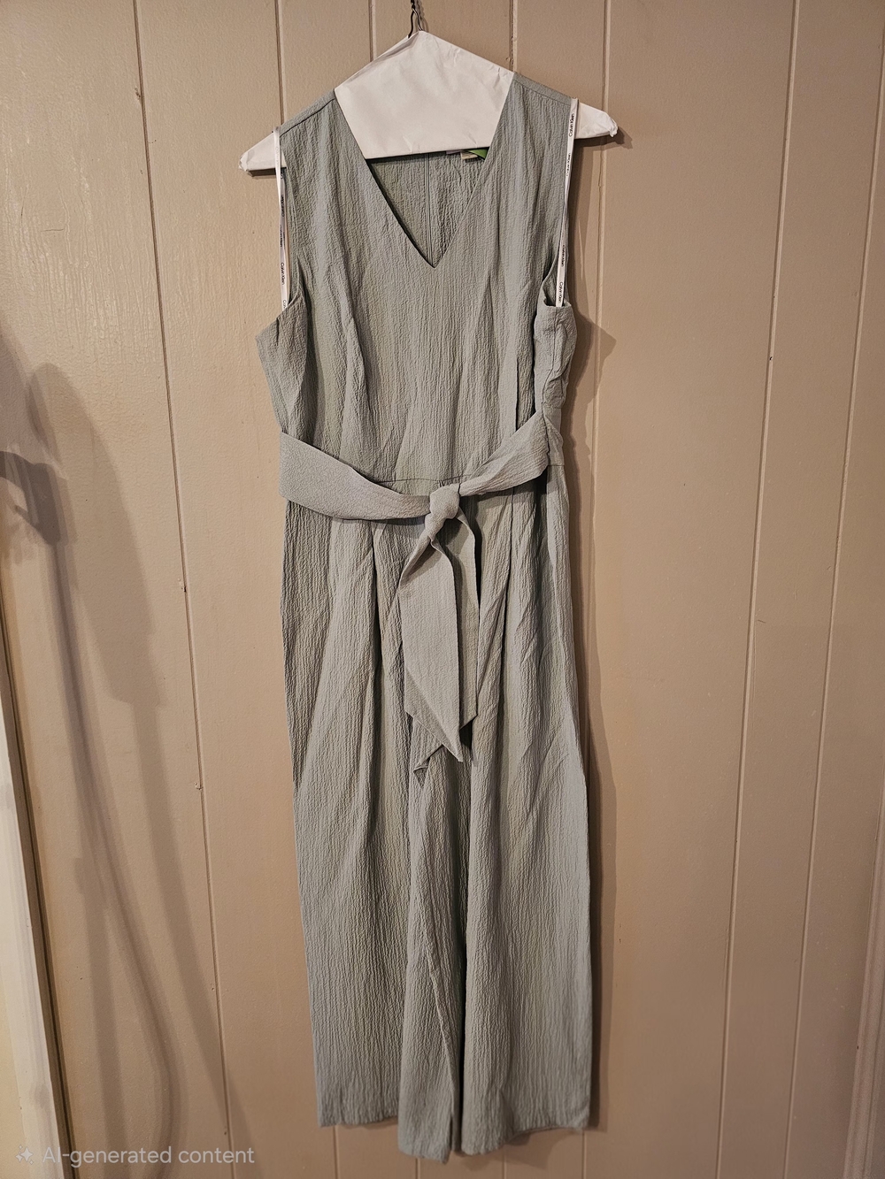 Calvin Klein Sleeveless V-Neck Jumpsuit in Sage